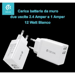 Carica Batterie 2 Uscite 2.4 Amper e 1 Amper 12 Watt Bianco